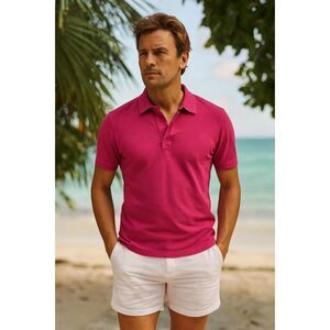 Orlebar Brown Pink Tailored Fit Polo Shirt Top   Mens Size Medium